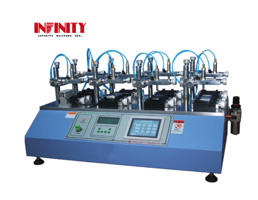 Pneumatische Schlüssellebensdauerprüfmaschine 4 Stationen Knopf Haltbarkeit Tastendruck Tester Luftzylinder Schlag Pneumatisch IEC60068-2-68